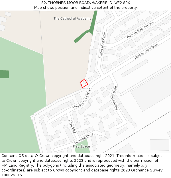 82, THORNES MOOR ROAD, WAKEFIELD, WF2 8PX: Location map and indicative extent of plot