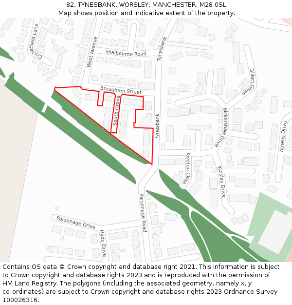 82, TYNESBANK, WORSLEY, MANCHESTER, M28 0SL: Location map and indicative extent of plot