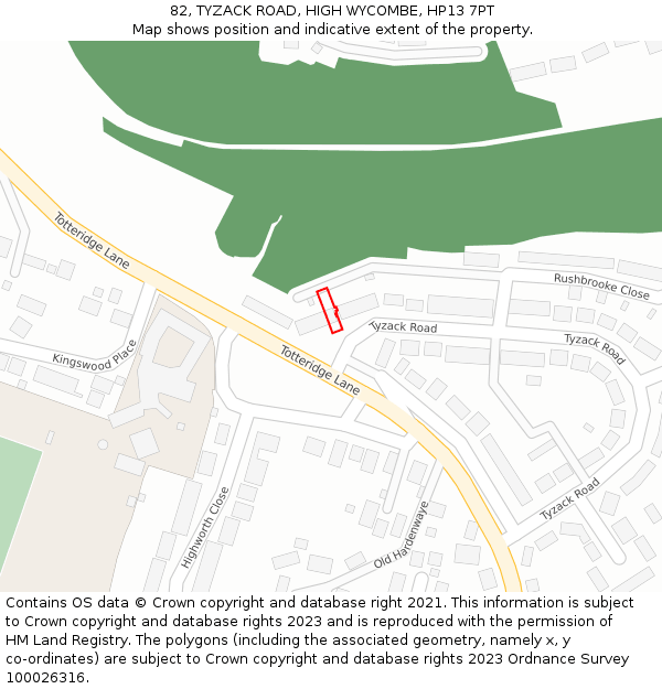 82, TYZACK ROAD, HIGH WYCOMBE, HP13 7PT: Location map and indicative extent of plot