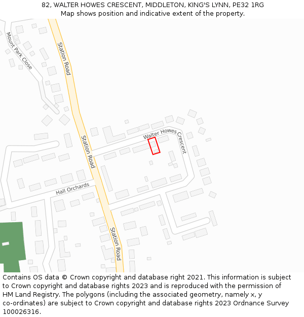 82, WALTER HOWES CRESCENT, MIDDLETON, KING'S LYNN, PE32 1RG: Location map and indicative extent of plot