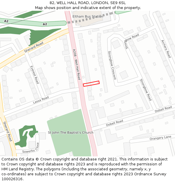 82, WELL HALL ROAD, LONDON, SE9 6SL: Location map and indicative extent of plot
