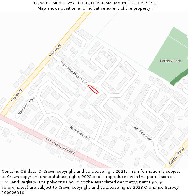 82, WENT MEADOWS CLOSE, DEARHAM, MARYPORT, CA15 7HJ: Location map and indicative extent of plot