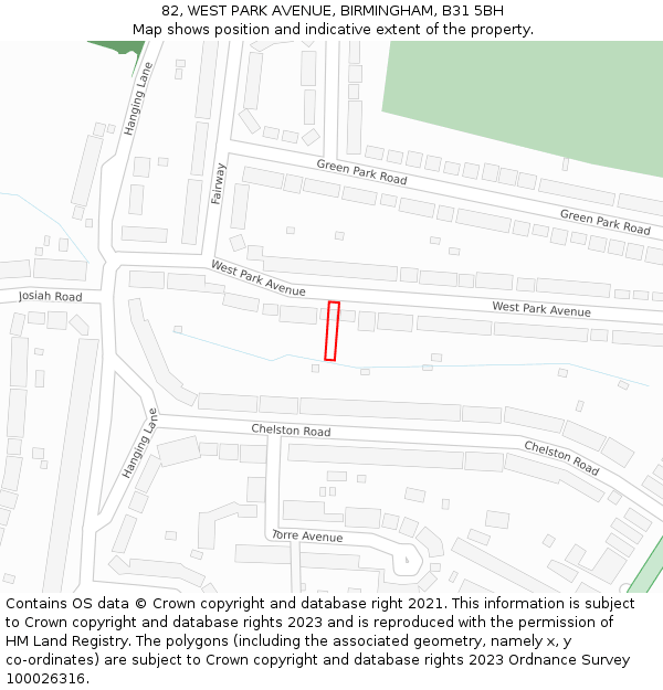 82, WEST PARK AVENUE, BIRMINGHAM, B31 5BH: Location map and indicative extent of plot