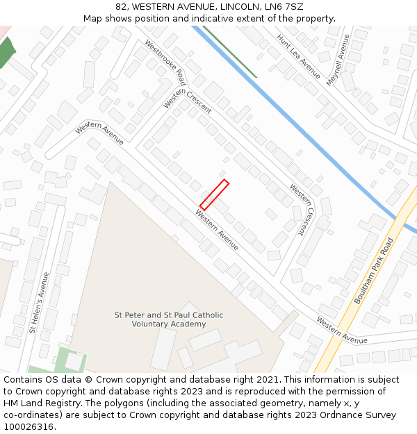 82, WESTERN AVENUE, LINCOLN, LN6 7SZ: Location map and indicative extent of plot