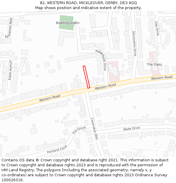 82, WESTERN ROAD, MICKLEOVER, DERBY, DE3 9GQ: Location map and indicative extent of plot