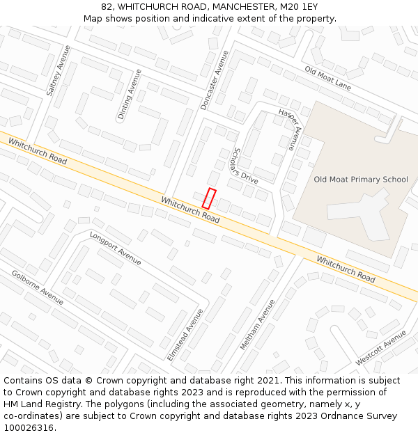 82, WHITCHURCH ROAD, MANCHESTER, M20 1EY: Location map and indicative extent of plot