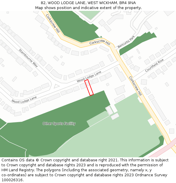 82, WOOD LODGE LANE, WEST WICKHAM, BR4 9NA: Location map and indicative extent of plot