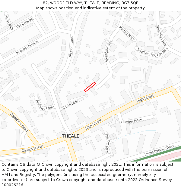82, WOODFIELD WAY, THEALE, READING, RG7 5QR: Location map and indicative extent of plot
