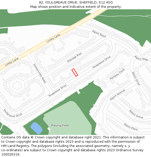 82, YOULGREAVE DRIVE, SHEFFIELD, S12 4SG: Location map and indicative extent of plot