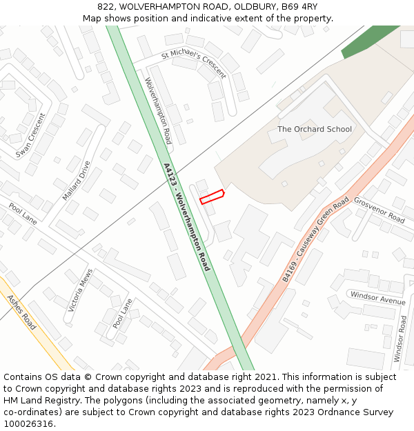 822, WOLVERHAMPTON ROAD, OLDBURY, B69 4RY: Location map and indicative extent of plot