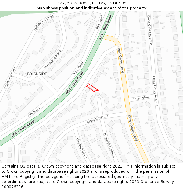 824, YORK ROAD, LEEDS, LS14 6DY: Location map and indicative extent of plot