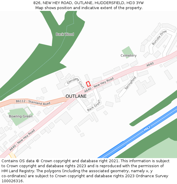 826, NEW HEY ROAD, OUTLANE, HUDDERSFIELD, HD3 3YW: Location map and indicative extent of plot