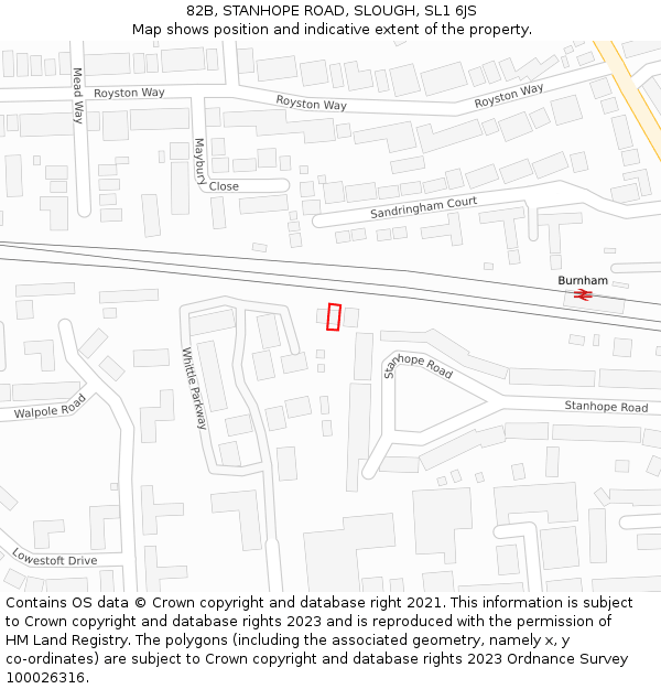 82B, STANHOPE ROAD, SLOUGH, SL1 6JS: Location map and indicative extent of plot