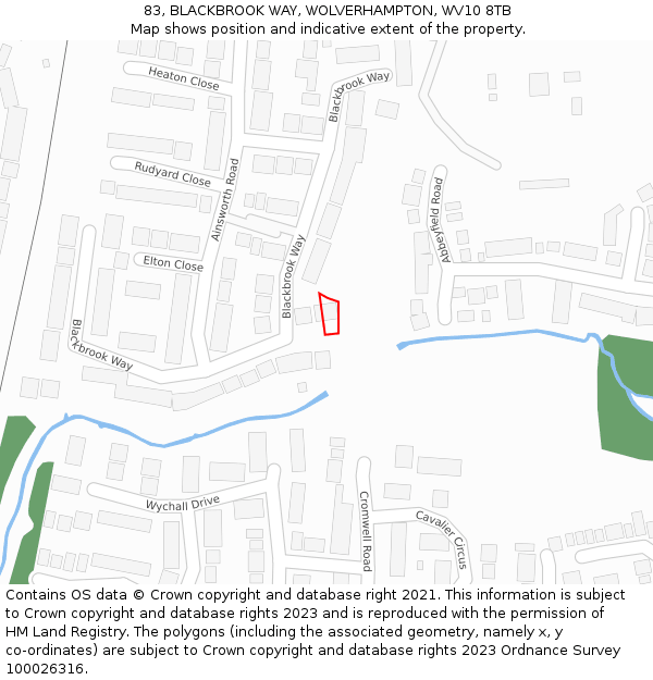 83, BLACKBROOK WAY, WOLVERHAMPTON, WV10 8TB: Location map and indicative extent of plot