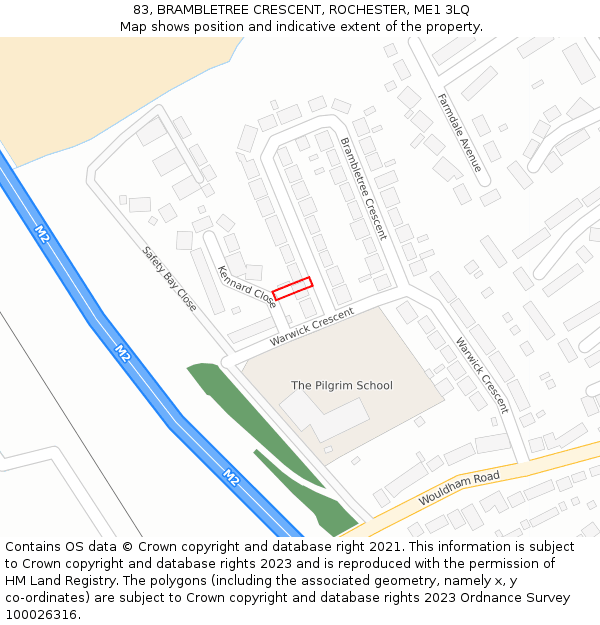 83, BRAMBLETREE CRESCENT, ROCHESTER, ME1 3LQ: Location map and indicative extent of plot