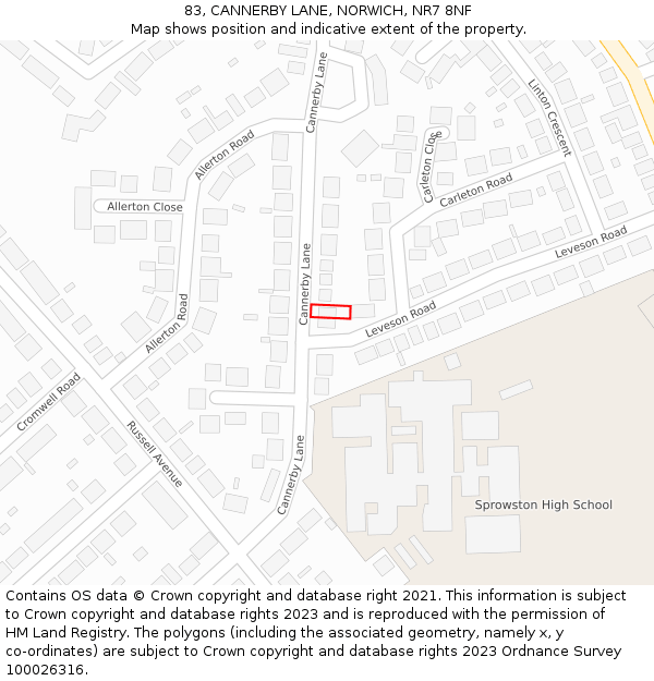 83, CANNERBY LANE, NORWICH, NR7 8NF: Location map and indicative extent of plot