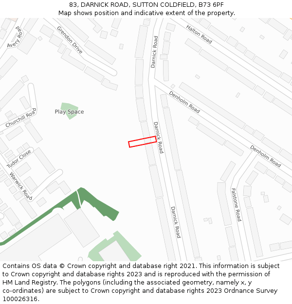 83, DARNICK ROAD, SUTTON COLDFIELD, B73 6PF: Location map and indicative extent of plot