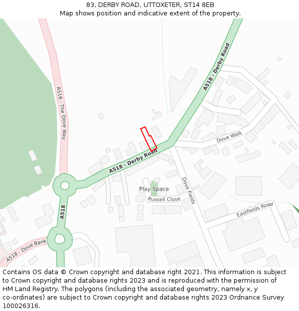83, DERBY ROAD, UTTOXETER, ST14 8EB: Location map and indicative extent of plot