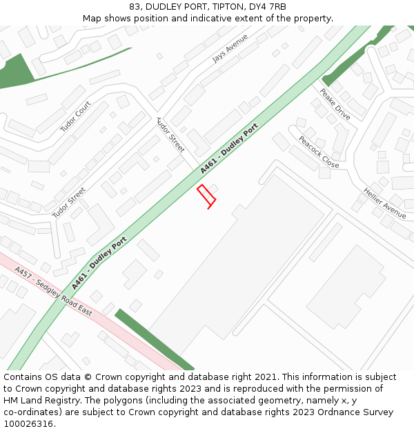 83, DUDLEY PORT, TIPTON, DY4 7RB: Location map and indicative extent of plot