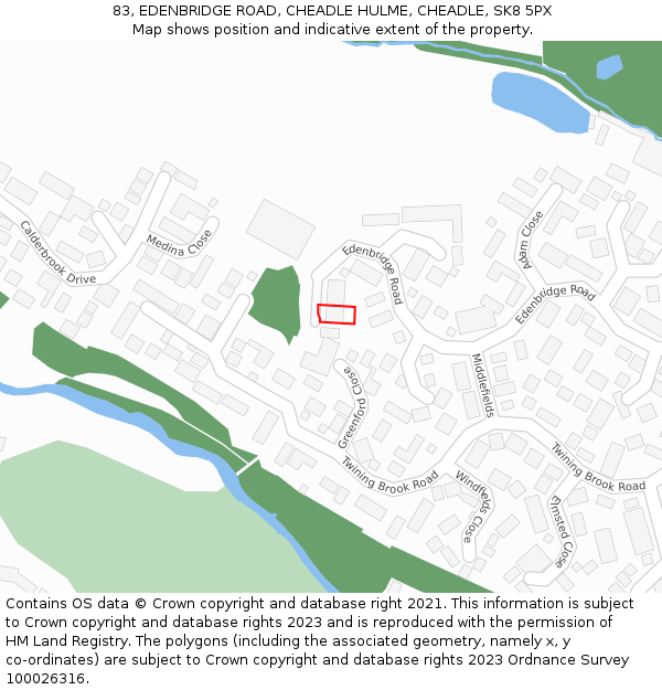 83, EDENBRIDGE ROAD, CHEADLE HULME, CHEADLE, SK8 5PX: Location map and indicative extent of plot