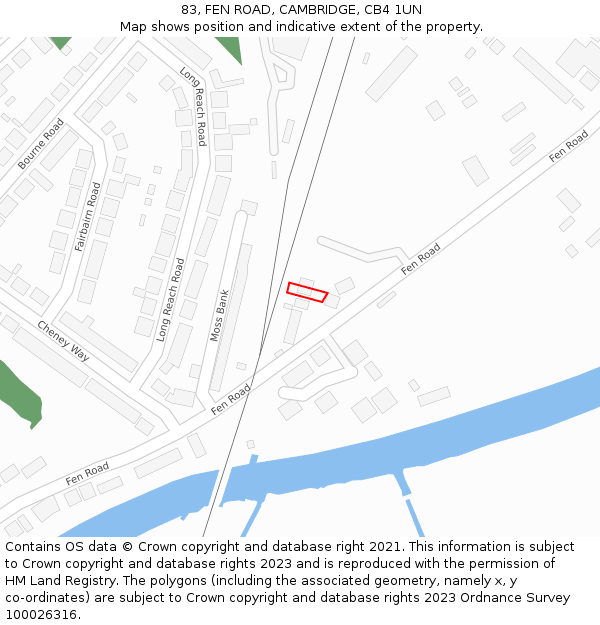 83, FEN ROAD, CAMBRIDGE, CB4 1UN: Location map and indicative extent of plot