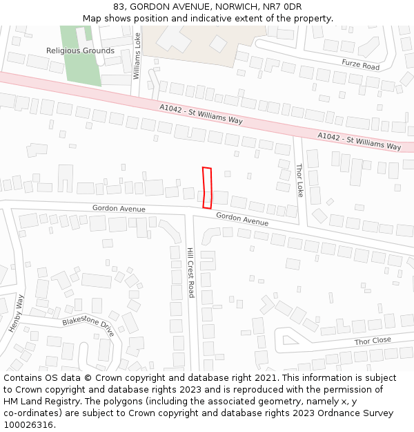 83, GORDON AVENUE, NORWICH, NR7 0DR: Location map and indicative extent of plot