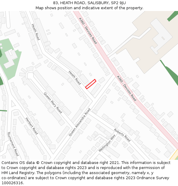 83, HEATH ROAD, SALISBURY, SP2 9JU: Location map and indicative extent of plot