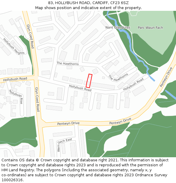 83, HOLLYBUSH ROAD, CARDIFF, CF23 6SZ: Location map and indicative extent of plot