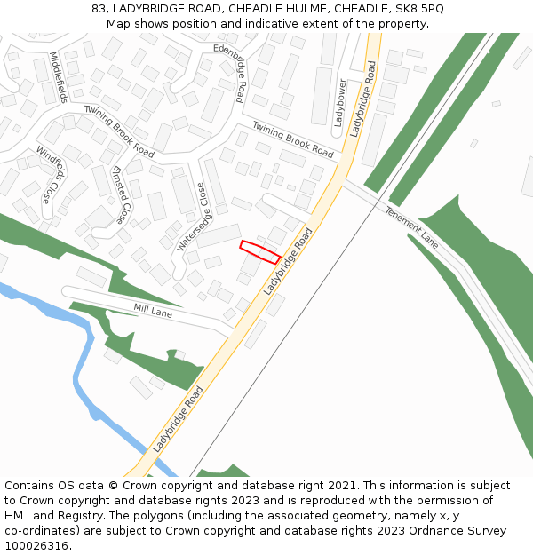 83, LADYBRIDGE ROAD, CHEADLE HULME, CHEADLE, SK8 5PQ: Location map and indicative extent of plot