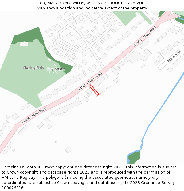 83, MAIN ROAD, WILBY, WELLINGBOROUGH, NN8 2UB: Location map and indicative extent of plot