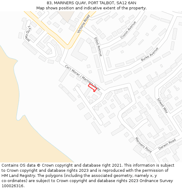 83, MARINERS QUAY, PORT TALBOT, SA12 6AN: Location map and indicative extent of plot