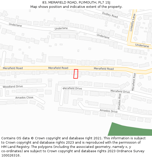 83, MERAFIELD ROAD, PLYMOUTH, PL7 1SJ: Location map and indicative extent of plot