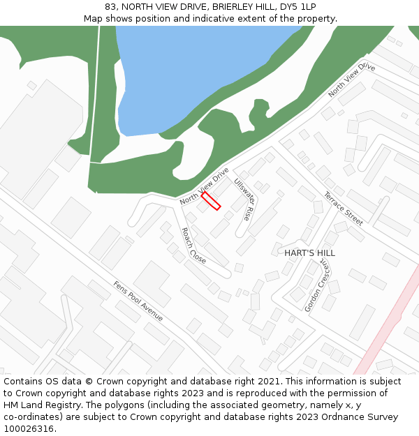 83, NORTH VIEW DRIVE, BRIERLEY HILL, DY5 1LP: Location map and indicative extent of plot