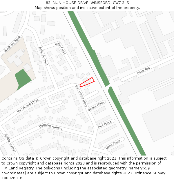 83, NUN HOUSE DRIVE, WINSFORD, CW7 3LS: Location map and indicative extent of plot