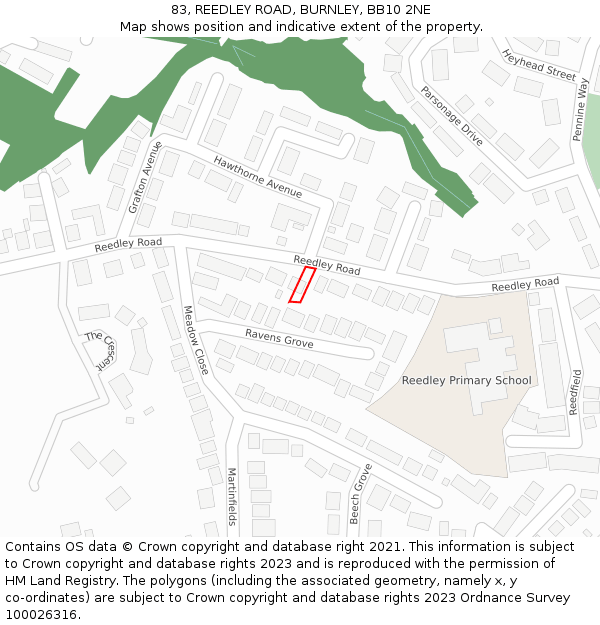 83, REEDLEY ROAD, BURNLEY, BB10 2NE: Location map and indicative extent of plot
