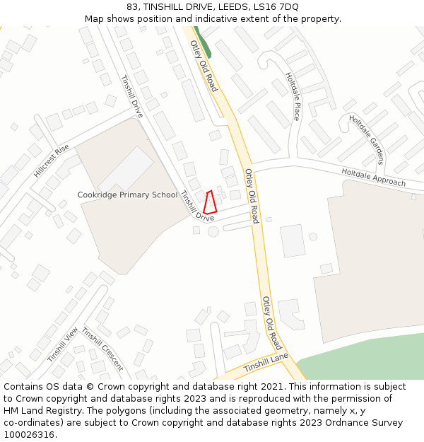83, TINSHILL DRIVE, LEEDS, LS16 7DQ: Location map and indicative extent of plot
