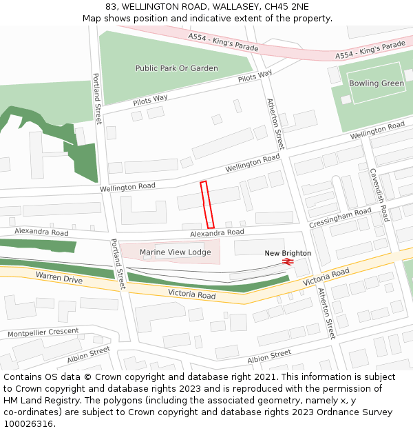 83, WELLINGTON ROAD, WALLASEY, CH45 2NE: Location map and indicative extent of plot