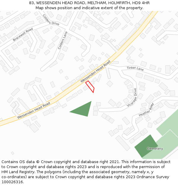 83, WESSENDEN HEAD ROAD, MELTHAM, HOLMFIRTH, HD9 4HR: Location map and indicative extent of plot
