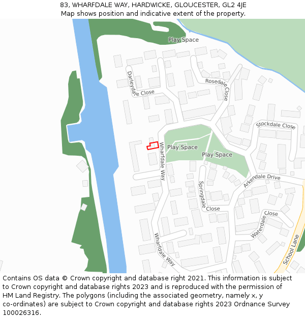 83, WHARFDALE WAY, HARDWICKE, GLOUCESTER, GL2 4JE: Location map and indicative extent of plot