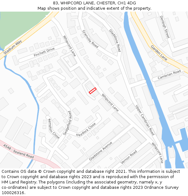 83, WHIPCORD LANE, CHESTER, CH1 4DG: Location map and indicative extent of plot