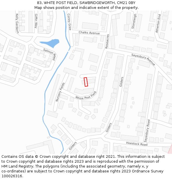 83, WHITE POST FIELD, SAWBRIDGEWORTH, CM21 0BY: Location map and indicative extent of plot