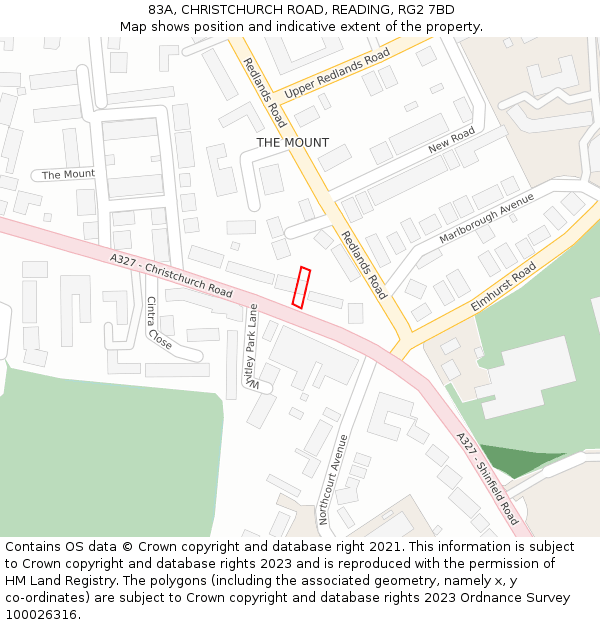 83A, CHRISTCHURCH ROAD, READING, RG2 7BD: Location map and indicative extent of plot
