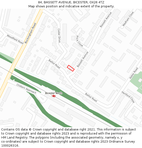 84, BASSETT AVENUE, BICESTER, OX26 4TZ: Location map and indicative extent of plot