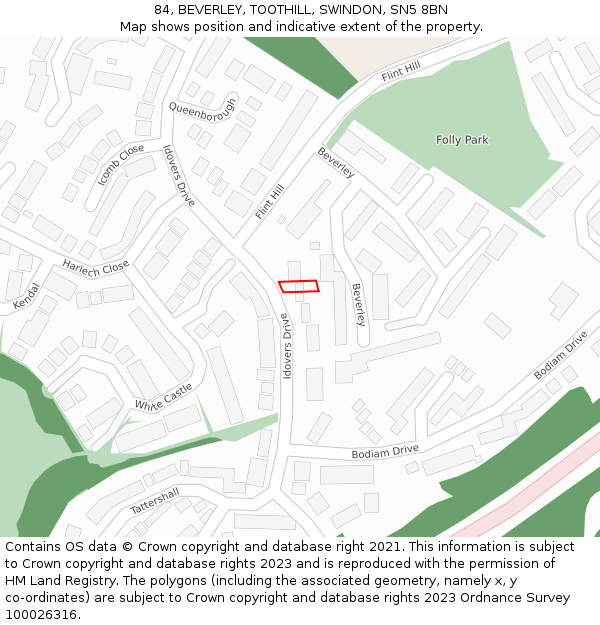 84, BEVERLEY, TOOTHILL, SWINDON, SN5 8BN: Location map and indicative extent of plot