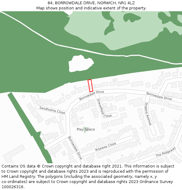 84, BORROWDALE DRIVE, NORWICH, NR1 4LZ: Location map and indicative extent of plot