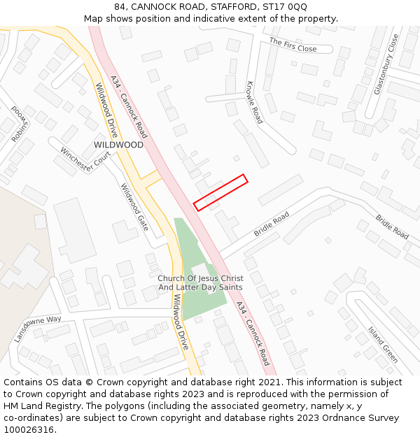 84, CANNOCK ROAD, STAFFORD, ST17 0QQ: Location map and indicative extent of plot