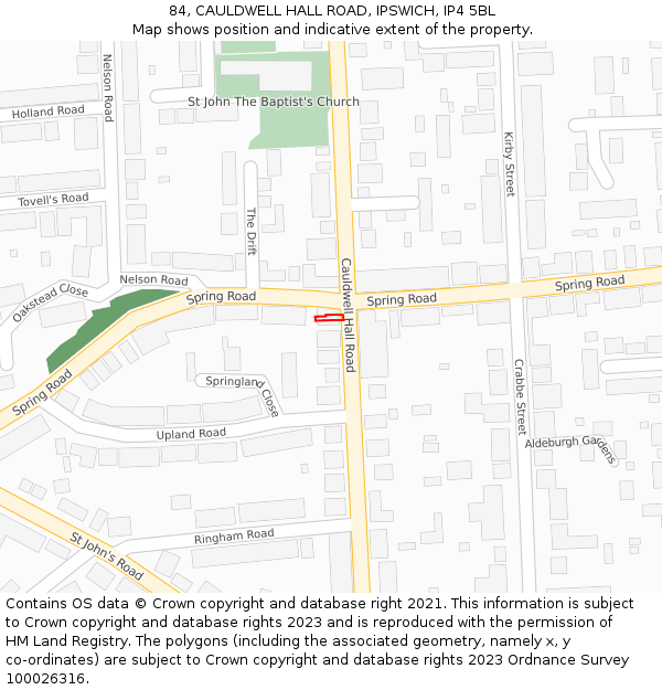 84, CAULDWELL HALL ROAD, IPSWICH, IP4 5BL: Location map and indicative extent of plot