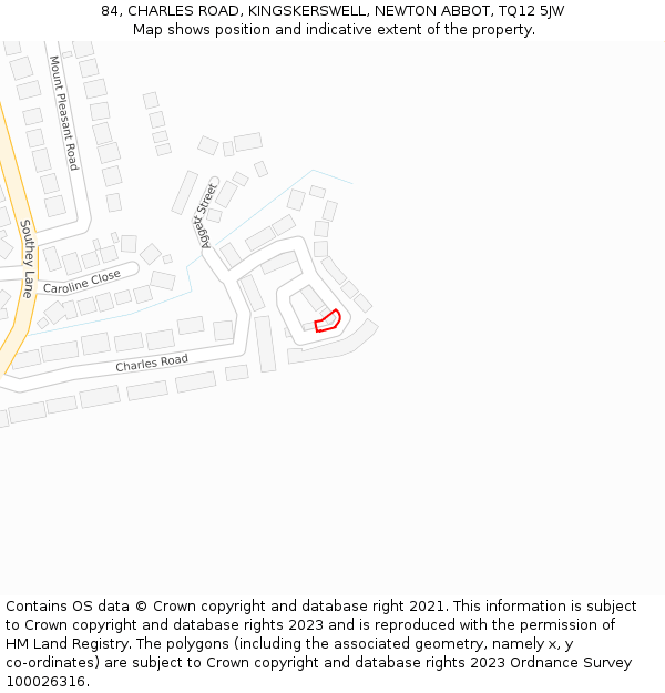 84, CHARLES ROAD, KINGSKERSWELL, NEWTON ABBOT, TQ12 5JW: Location map and indicative extent of plot