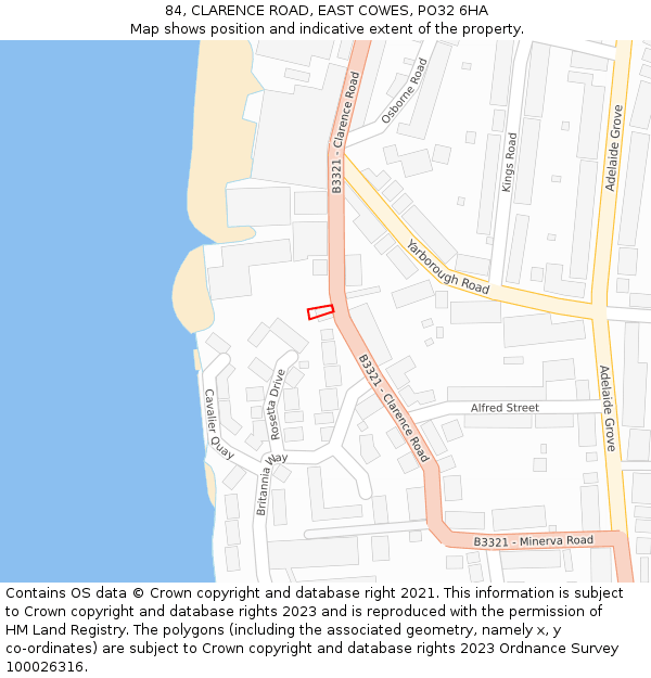 84, CLARENCE ROAD, EAST COWES, PO32 6HA: Location map and indicative extent of plot