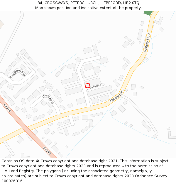 84, CROSSWAYS, PETERCHURCH, HEREFORD, HR2 0TQ: Location map and indicative extent of plot